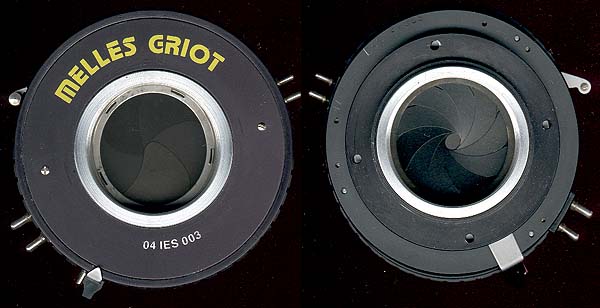 Melles Griot Nr. 3 Electronic shutter with thread adapter rings. 